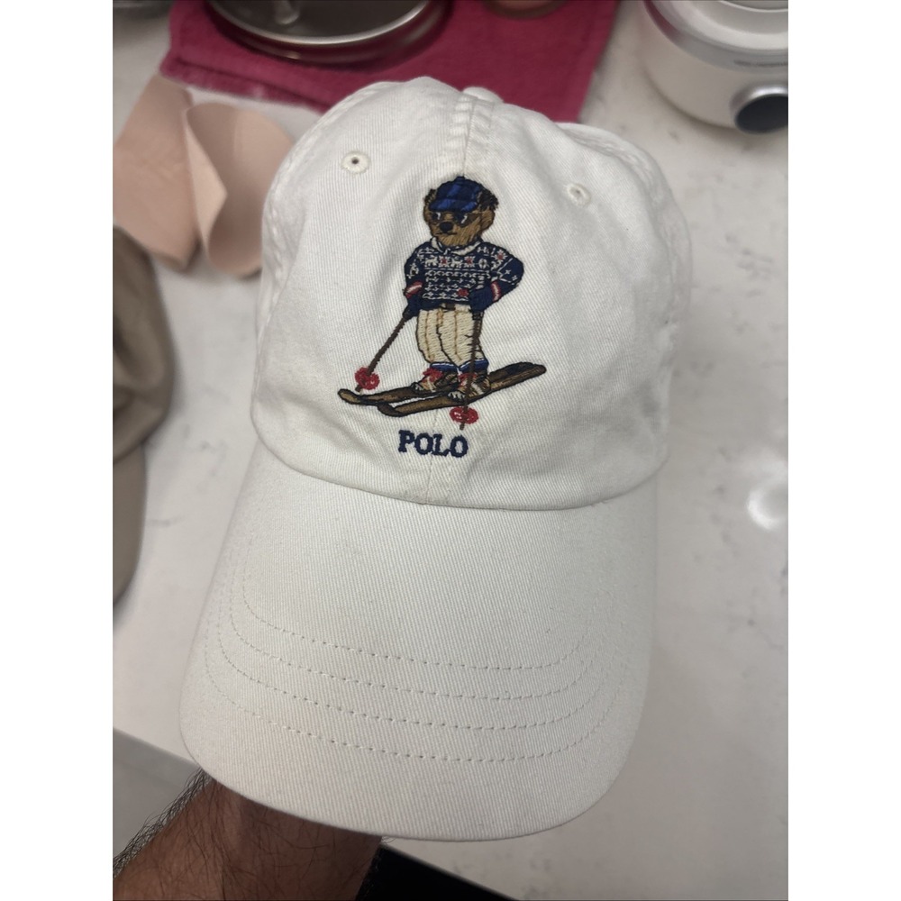 Polo Ralf Lauren Polo Ski Bear Twill Ball Cap Hat Adjustable Mens chic cream